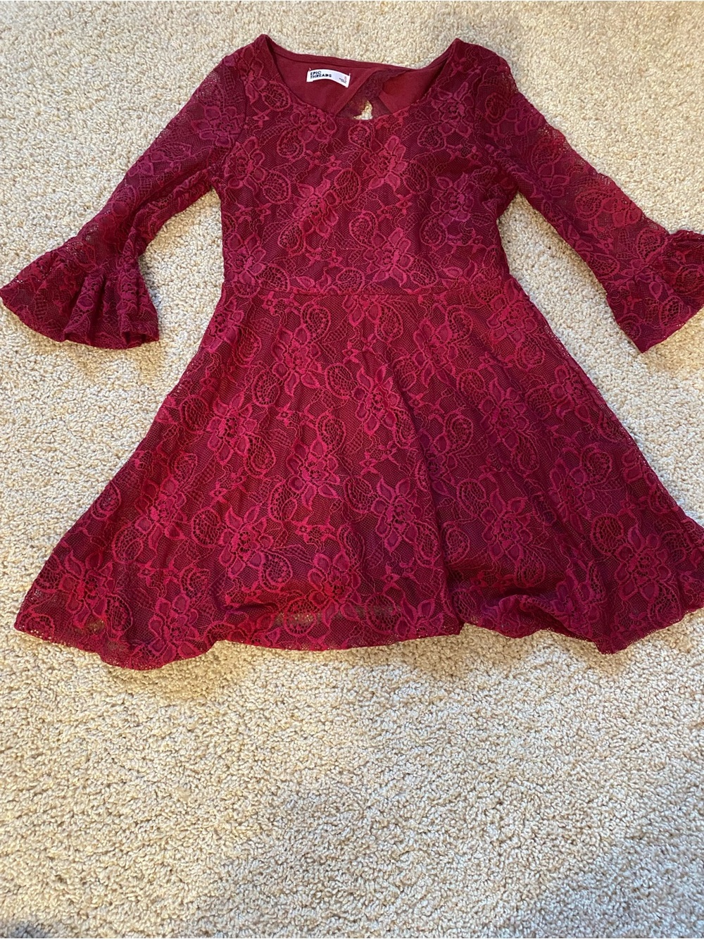 Epic Threads Burgundy Floral Lace Fit-&-Flare Dress